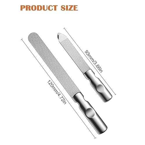 FVION Professional Metal Nail Files - 2 PCS, Double-Sided, Stainless Steel, Coarse & Fine Grit, Manicure & Pedicure Tool Set