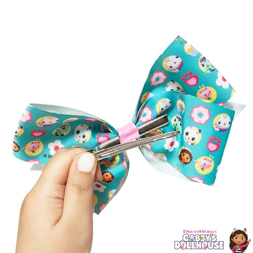 LUV HER Gabby's Dollhouse Single Hair Bow For Girls - One Large Printed Hair Bow Featuring Gabby's Favorite Characters - Alligator Clip - Hair Bows for Daily Styling or Special Occasion, Ages 3+