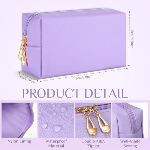 Cunno 50 Pcs Makeup Bag Bulk PU Leather DIY Cosmetic Plain Preppy Makeup Pouch Portable Waterproof Toiletry Bags for Women Travel Pencil Case Cosmetic Organizer (Pink Purple)
