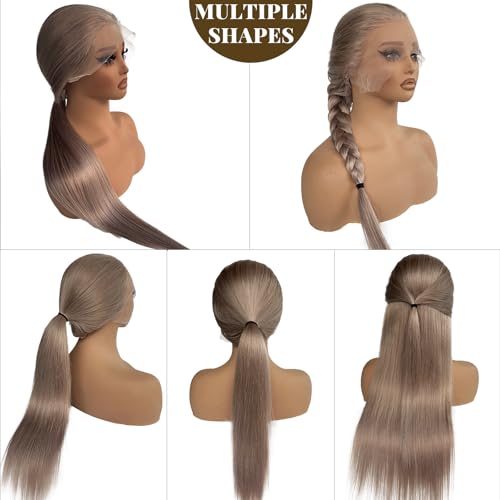 20 Inch Ash Blonde Wigs Human Hair Glueless 13X6 Deep Part HD Lace Front Wigs for Black Women 180% Density Grey Blonde Straight Colored Remy Brazilian Virgin Human Hair Wigs Pre Plucked Hairline