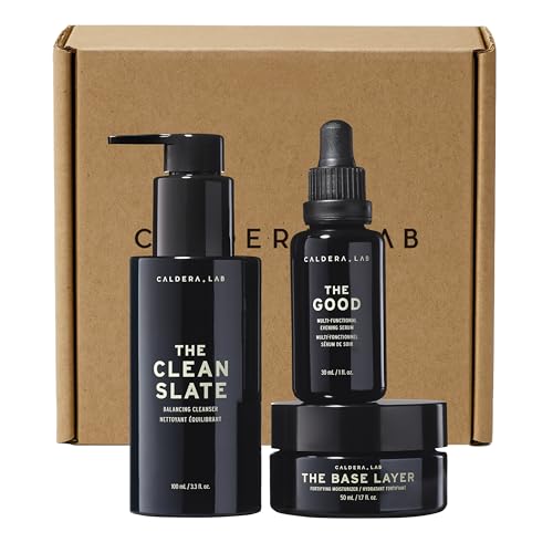 Caldera + Lab Men¡¯s Skincare Set ? The Regimen Rich: Cleanser, Moisturizer & Night Serum | Hydrating, Firming & Smoothing | Niacinamide, Clean, All Skin Types