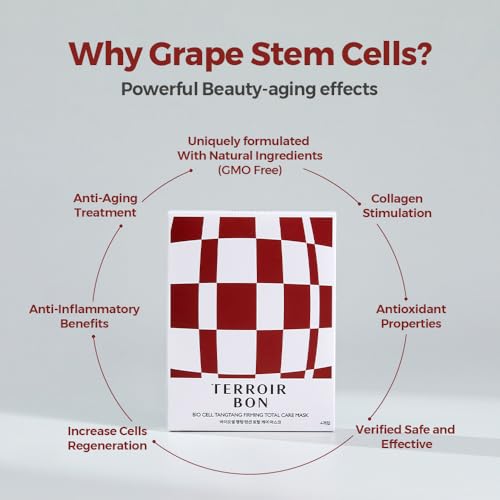 Vegan BioCell TangTang Firming Total Care Mask pack(38ml*4ea) Hydrating Grape Stem Cell&Collagen Lifting Facial Mask for Dry,Sensitive Skin, Korean premium Skin Care