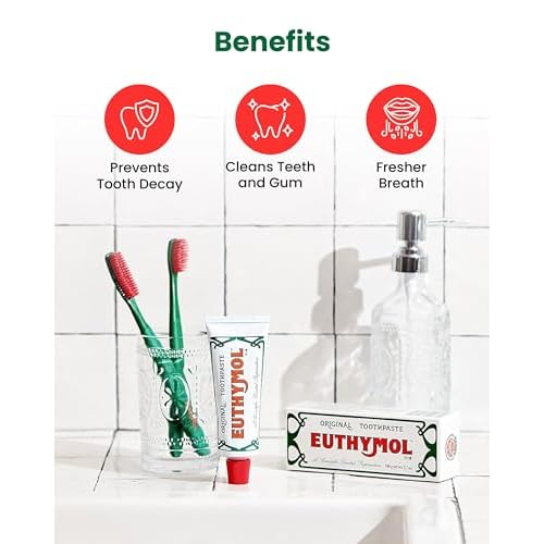 Euthymol Original Toothbrush (Classic, 6 Count) - Extra-Large, Wide, Soft Bristles for Sensitive Teeth, Gums. Effective, Gentle, Quick Cleaning.