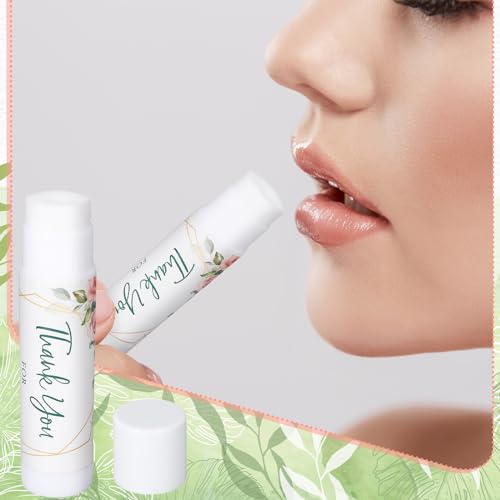 Whaline 60Pcs Thank You Gift Lip Balm Bulk Wedding Lip Balms Vanilla Flavor Floral Moisturizing Lip Care Guest Basket Gift Stuffer for Bridal Shower Baby Shower Birthday Party Favor Supplies