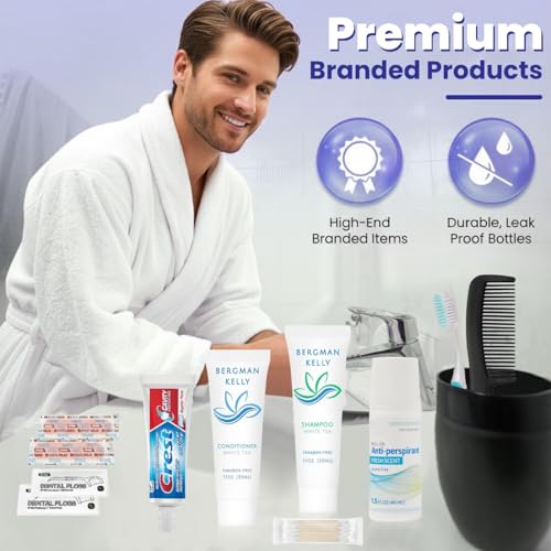 Trektote Travel Toiletry Kit For Men And Women ? 13 Piece Set of Travel Size Toiletries, TSA Compliant, Travel Essentials, Includes Shampoo And Conditioner, Body Wash, Oral Care, Toiletry Bag & More