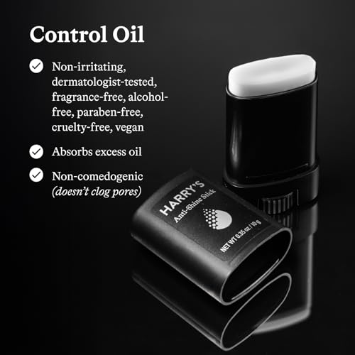 Harry's Anti-Shine Stick for Oily Skin - (2 Pack) 0.35 oz - Controls and Absorbs Oil for Matte Finish - Facial Skin Care for Men