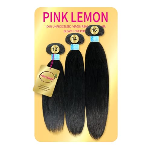 Pink Lemon Virgin Human Hair Weave 3 Bundles Straight (NATURAL, 16"18"20")