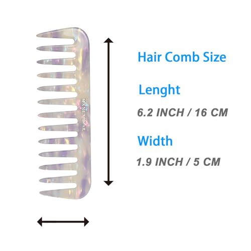 S1 Elegant Wide-Tooth Comb ? Lightweight, Travel-Friendly, and Stylish Design for Tangle-Free Hair (White Purple)