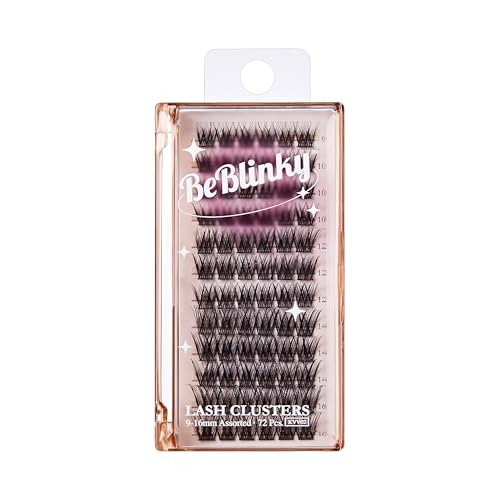 False Eyelashes, Lash Extension Kit 02, 9mm-16mm, Wide Band, Easy to Apply and Remove, No Damage to Natural Eyelashes, 72 Lash Clusters - Wispy