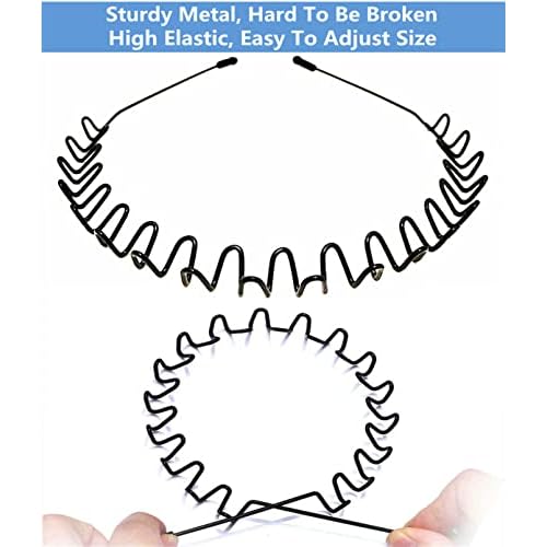 Metal Hair Band for Men Headband Women Bands Unisex Black Wavy Spring Outdoor Sports Headbands Men's Hoop Clips Accessories Simple Elastic Non Slip Head Headwear