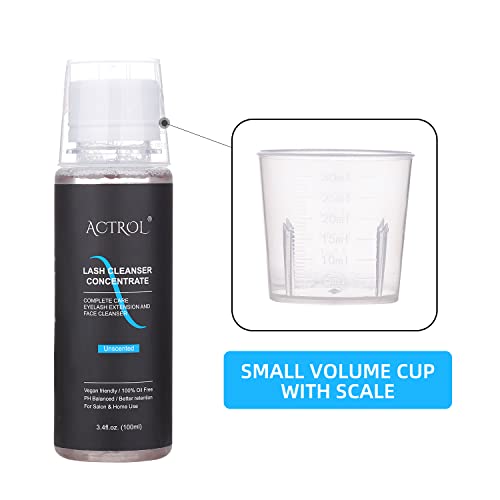 Eyelash Cleanser Concentrate 100ml Unscented Professional Lash Shampoo Foaming Cleanser Wash for Extensions Lashes with Salon Home Care-Makes 20 Bottles