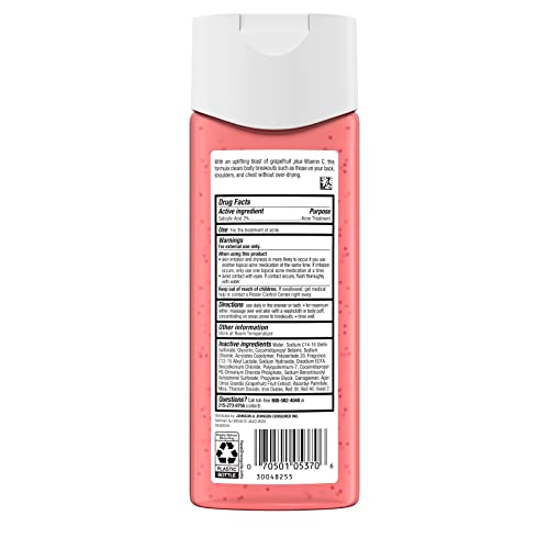 Neutrogena Body Clear Acne Treatment Body Wash with 2% Salicylic Acid Acne Medicine to Prevent Body Breakouts,Pink Grapefruit Shower Gel for Back,Chest & Shoulders,Vitamin C,8.5 fl. oz (Pack of 3)