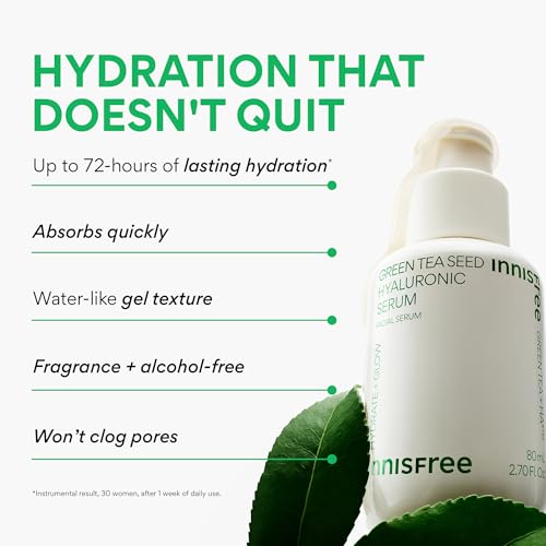 innisfree Green Tea Seed Hydrating Serum with Hyaluronic Acid & Niacinamide, Korean Face Serum for Glow