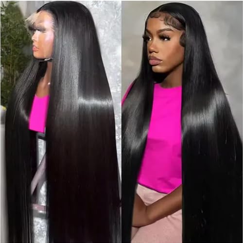 13x4 Lace Front Wigs Human Hair Pre Plucked with Baby Hair 220% Density 20inch HD Transparent Straight Lace Front Wigs Human Pre Plucked For Black Women Frontal Wigs Human Hair