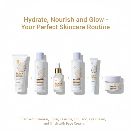 SKK Skin Care Set, 6 Piece Skin Care Set,Skin Care Gift Set for Women, Facial Care Set Includes Cleanser, Eye Cream, Facial Essence, Moisturizing Lotion, Face Cream, Toner. (Rice)