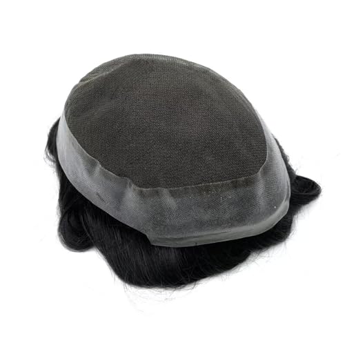 Toupee for Men PU Around+Lace Base Real European Human Hair Pieces for Mens Hair Prosthesis Patch Units Hair Replacement System for Men (7x10")