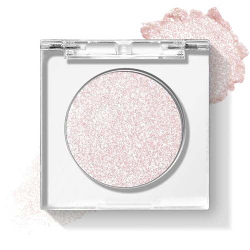 KYDA Single Glitter Eyeshadow, Pale Champagne Silver Eyeshadow, Lasting Blendable Shimmer Pearl Eyes Shadow, Sparkling Eyes Glitter, Soft Buildable Glossy Color, Wet Look Effect, Weaving Maid