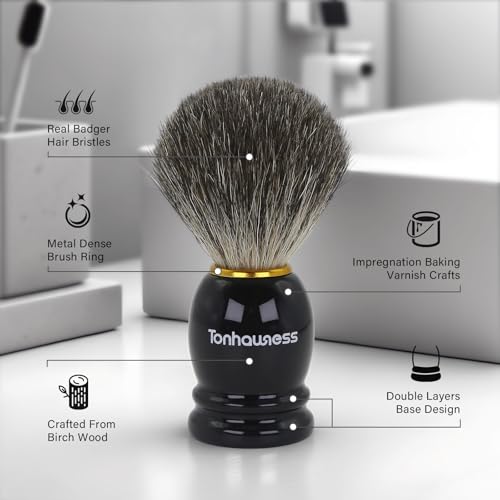Travel Shaving Brushes Kit For Men, 5 In 1 Shaving Brush Set With Badger Hair Shave Brush, Shaving Brush Travel Case, Shaving Cream, Foldable Shaving Bowl and Washbag For Trip, Holiday