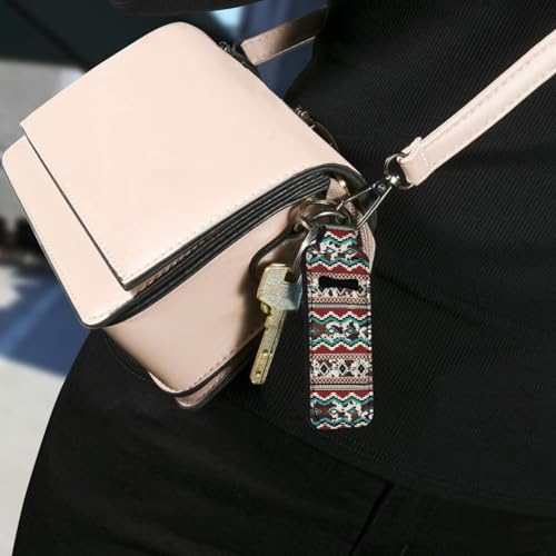 SEANATIVE 5 Pcs Lipstick Keychain Holder Lip Balm Holder Keychain Clip on Sleeve Chapstick Lip Gloss Holder Travel for Women