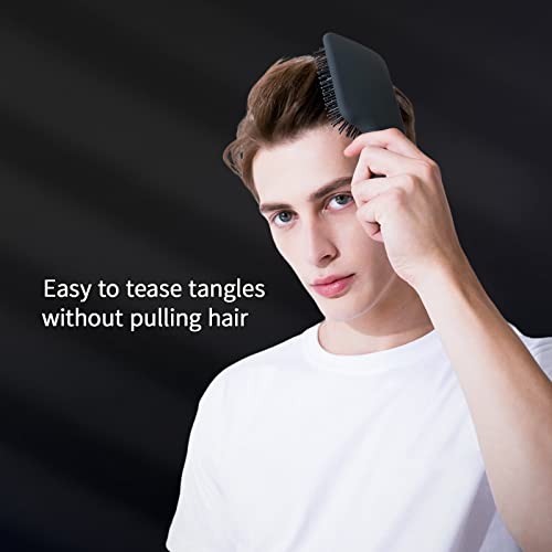 RHOS Paddle Hair Brush for Men-Detangler Brush with Nylon Bristles for Thin,Short,Thick Hairs-Square Cushion Hair Brush for Detangling,Smoothing,Massage(1 Pack-Grey)