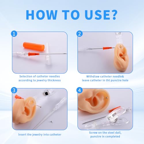 Catheter Piercing Mixed 10Pcs IV Catheter Piercing 14G 16G 18G 20G 22G Ear Nose Piercing Catheter Hollow for Lip Tongue Belly Cartilage Piercing Kit Piercing Supplies