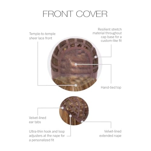 GABOR Front Cover Layered Long Bob Style Wig, Hand-Tied Mono Top by Hairuwear, Average Cap - GF8-29SS Hazelnut
