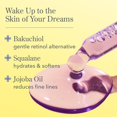 Beekman 1802 Dream Booster Bakuchiol Retinol Alternative Facial Serum - Squalane & Bakuchiol Oil Serum For Sensitive Skin - Night Moisturizer For Fine Lines & Pore Minimizer - Fragrance Free, Vegan