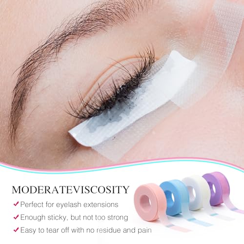 LZM Lash Tape for Eyelash Extensions,Eyelash Tape Silicone Gel Eyelash Extension Tape for Sensitive Skin Pain-Free Removal Lash Extensions Tape(0.5in x 4yd,4Rolls,Purple)