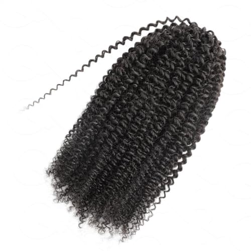 QVR Crochet Braiding Human Hair Bulk Pre Looped Afro Kinky V Bulk for Kinky Twist Ombre 24 inch 56 Gram Per Pack Natural Black Color