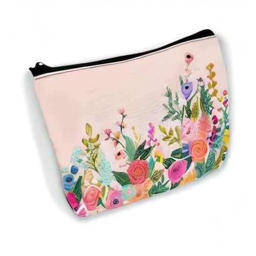 BUYIDUI Pink Flower Floral Blossom Makeup Bag Cosmetic Bag for Women Girls,Portable Makeup Bags Travel Toiletry Bag Organizer
