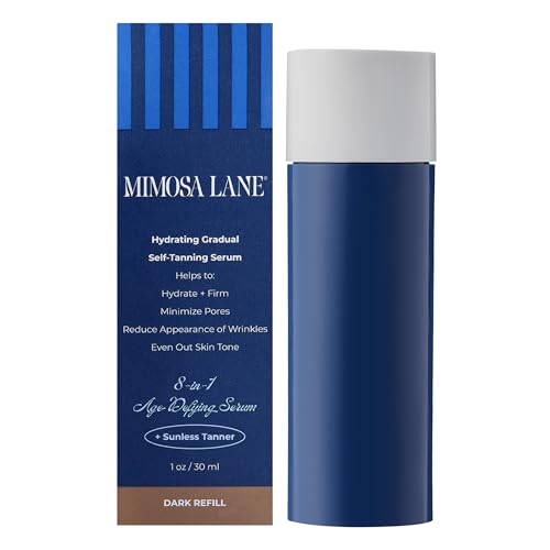 8-in-1 Age Defying Serum REFILL, Hydrating Gradual Self-Tanning for Face, with Anti-Aging Hyaluronic Acid and Vitamin B, C, E, Sunless Tanner, Fragrance-Free, Vegan, 1 oz, Dark