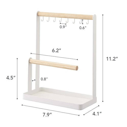 YAMAZAKI Home Tosca Accessory Stand - Jewelry Holder & Organizer Storage - Steel + Wood