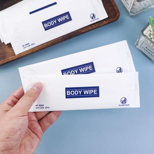 200 pcs Large Body Wipes Individually Wrapped Bulk, Disposable Skin Cleansing Wet Wipes for Men Women, Individual Wrapped, Convenient, Lightweight, Aloe Vera for Body, Hands, Face, Daily