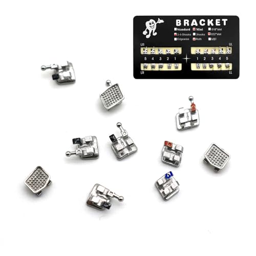 200pcs/Pack 022 Slot Bondable with Hook on 345 Teeth Model Mini Roth Brackets Roth,10 pieces per pack 20 pieces per pack.