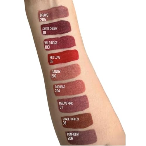 FARMASi Make Up Matte Liquid Lipstick, Long-Lasting and Ultra-comfortable, High-Impact, Lightweight, Organic, Pure Pigments 0.14 fl.oz (Brave)