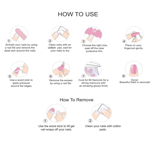 Semi Cured Gel Nail Strips - White French Tip with Clear Base, 20 Pcs DIY at Home Nail Art, UV/LED Lamp Required, Beginner Friendly & Salon Quality Manicure