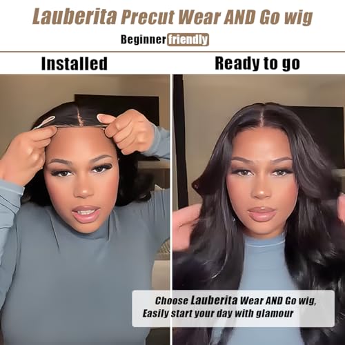 28 Inch 5x5 HD Lace Closure Wigs Human Hair Glueless Wigs Pre Plucked Pre Cut for Beginners 180% Density Body Wave Lace Front Wigs Human Hair Glueless Wear and Go