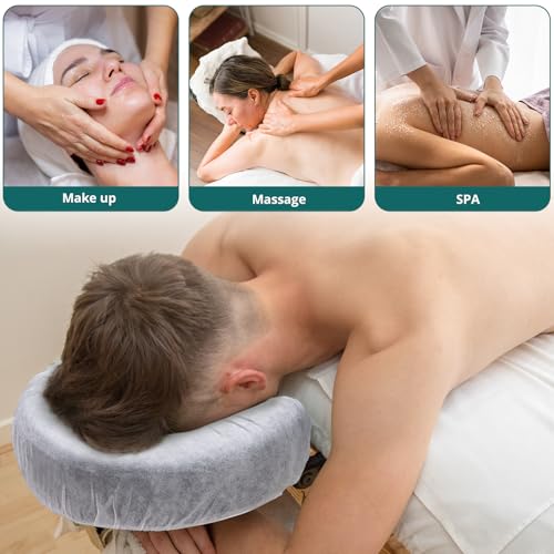 Noverlife 100PCS Disposable Fitted Face Cradle Covers, Non-woven Ultra Soft Massage Face Covers Headrest Covers for Massage Tables & Massage Chairs, Universal Size Beauty Salon SPA Face Rest Covers