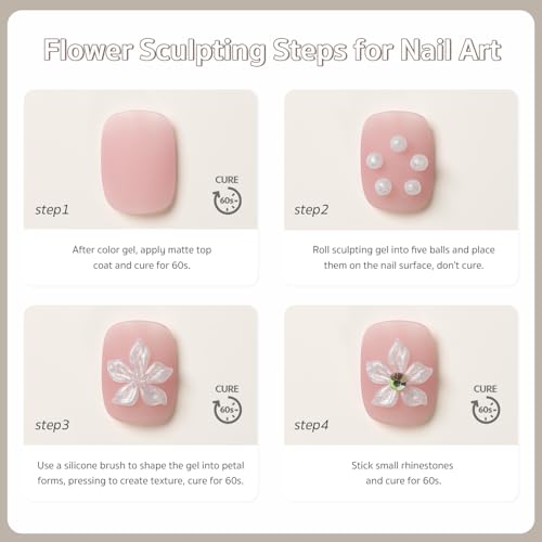 GAOY Pearl 3D Sculpting Gel for Nail Art, 15g Solid Nail Gel Non-Sticky Hard for Carving Molding and Building, Pearlescent White