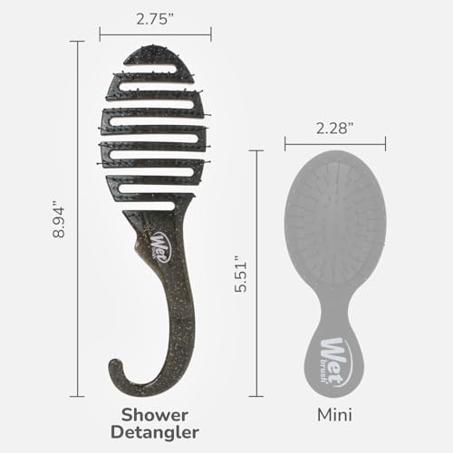 Wet Brush Shower Hair Brush Detangler - Exclusive Ultra-soft IntelliFlex Bristles - Minimizes Pain And Protects Against Split Ends and Breakage - Comb For Women, Men, Wet & Dry Hair - Black Glitter