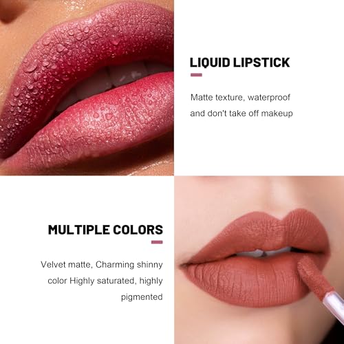 ZUK Pudaier 14Pcs Velvet Matte Lip Gloss Set, Long Lasting Non Stick Liquid Lipstick for Women Girls High Pigmented Lip Makeup Kit Mother's Day Gifts