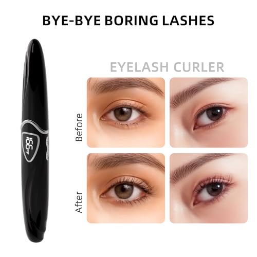 Heated Eyelash Curler, S600 Heated Lash Curler, Accurate Temperature Control Electric Eyelash Curler Heated - Intelligent Power Off, Natural Long Lasting Makeup (Black/Silver, S600-148MM)