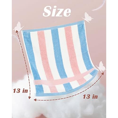 Jacquotha Cotton 12 Pack Striped Washcloths, 13 x 13 Inches, 3 Colors - Face and Body Cleansing Towels