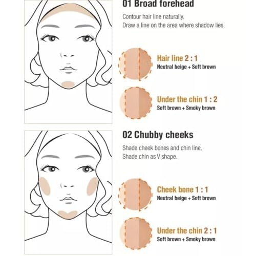 Generic Triple Shading & Brush Set 9.5g, Facial Contouring Natural Powder Smooth Expression ((#Light Beige #Dark Beige #Brown)