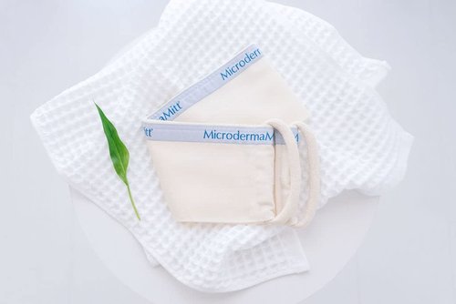 MicrodermaMitt Deep Exfoliating Back Scrubber for Bath & Shower - Dead & Dry Skin Remover - Double-Sided Exfoliator - Body Wash Cloth for Men & Women