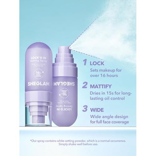 SHEGLAM Lock'd In Setting Spray Mattifying Effect Quick-Drying Long Lasting Makeup Locking Spray Oil-Control Non-Greasy Makeup Setting-Purple
