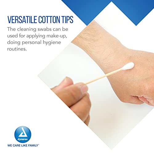 Dynarex 4305 Sterile Cotton Tipped Applicator,6" Length, Single-Use Wooden Cotton Tip Applicator for Wound Care & Dressing, Hygiene, Make Up, Cleaning Tool, Jewelry, Pack of 2000