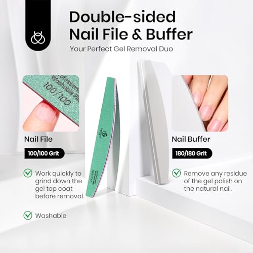 Beetles Gel Polish Remover Kit with 450 Pcs Lint Free Nail Wipes 10 Pcs Gel Polish Remover Clips Cuticle Oil Cuticle Pusher Nail File