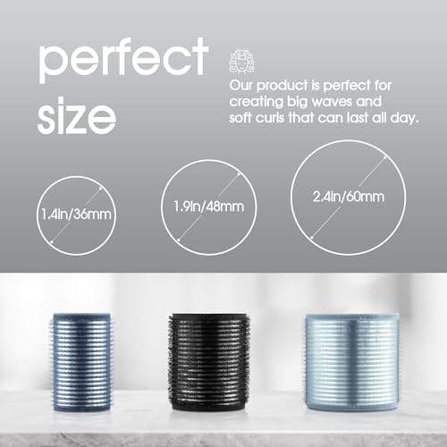 Self-Grip Ceramic Ionic Thermal Hair Rollers Set - 18 Velcro Rollers for Long and Short Hair, Blowout Look, Salon Quality