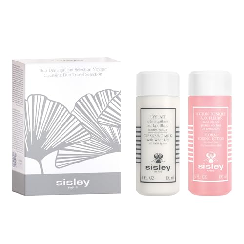 Sisley Paris Cleansing Duo Travel Selection - Includes Lyslait (100 mL) & Floral Toning Lotion (100 mL) - Removes Makeup, Cleanses & Tones for Clean, Fresh Skin